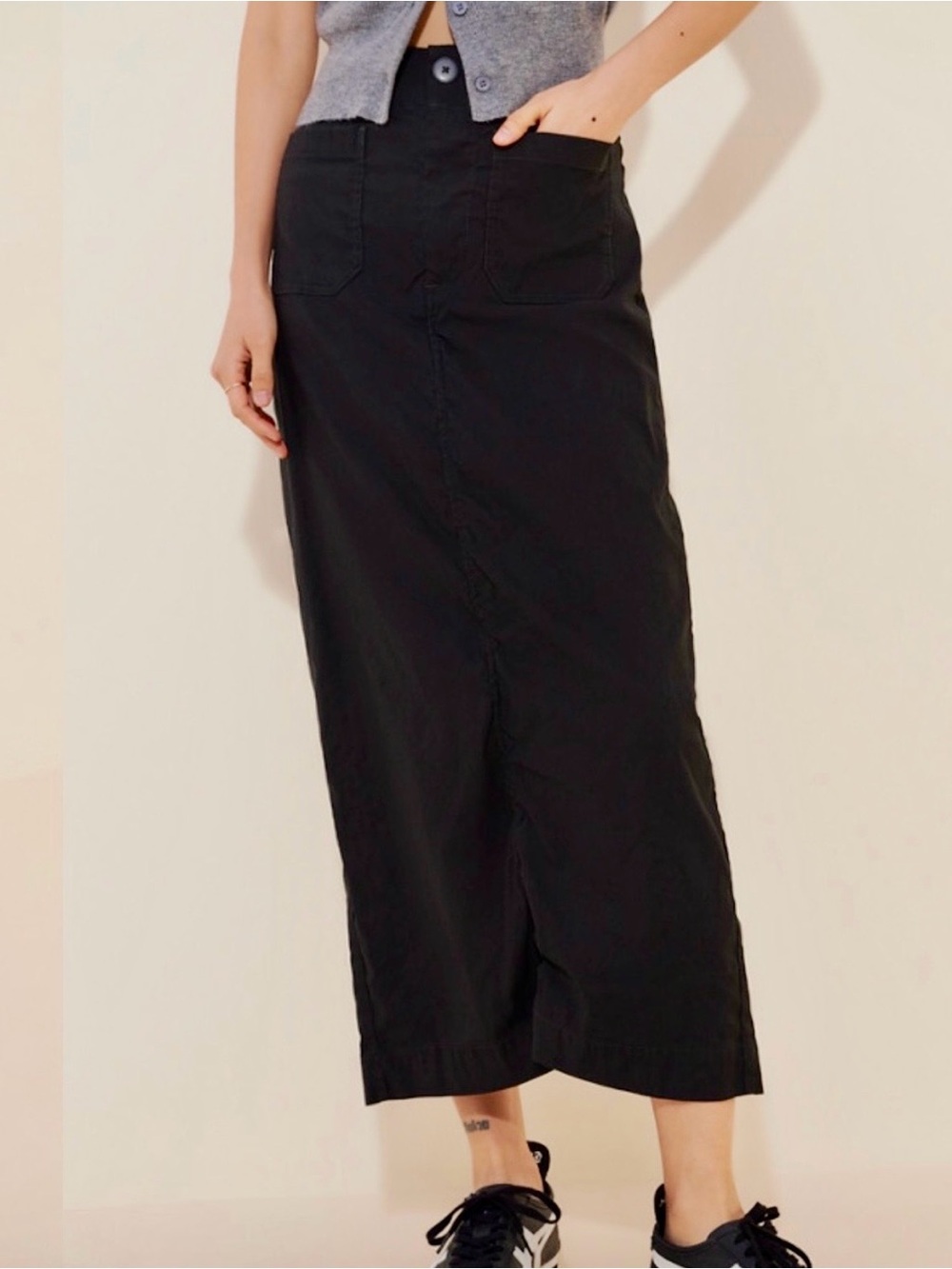 Maeve Collette Black Maxi Straight Skirt